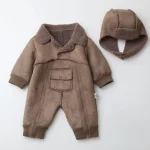 Combinaison d&rsquo;hiver bébé doublure fourrure vêtement chaud nourrisson combishort coupevent fille garçon nouvelle collection 2023