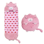 Sac de couchage en forme de chat rose pour enfants doux et confortable idéal pour la nuit camping et nuits de détente