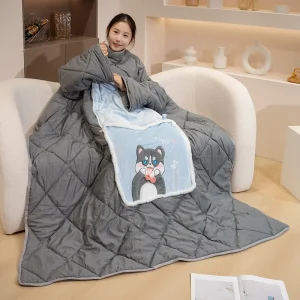 Couverture polaire avec capuche et manches pour adultes doudoune hiver confortable idéale pour le domicile et les cadeaux