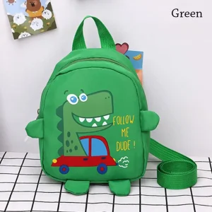 Sac à dos dinosaure enfant en nylon antiperte pour école et loisirs  vert  style ludique
