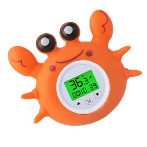 Thermomètre de bain numérique pour enfants design crabe écran rétroéclairé Fahrenheit et Celsius jouet de bain flottant de sécurité