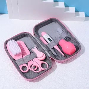 Kit soins bébé portable 8 pièces Coupeongles brosse à cheveux thermomètre sac EVA Design épuré Pratique et sécuritaire Kit soins bébé portable 8 pièces Coupeongles brosse à cheveux thermomètre sac EVA Design épuré Pratique et sécuritaire