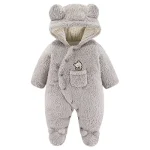 Romper pelucheours bébé garçon fille printempsautomne capuche oreilles tissu doux 012 mois