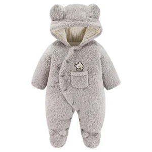 Romper pelucheours bébé garçon fille printempsautomne capuche oreilles tissu doux 012 mois