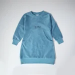 Ensemble familial en velours côtelé à manches longues pour filles et garçons, chemise décontractée pour bébé, leggings côtelés, grande poche, bleu et olive, automne – Blue girl dress