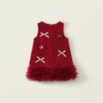 Robe d&rsquo;anniversaire fille 25 ans collection automne 2025 nœud papillon fleurs maille douce tulle froncé style charmant détails uniques usage spécial haute qualité