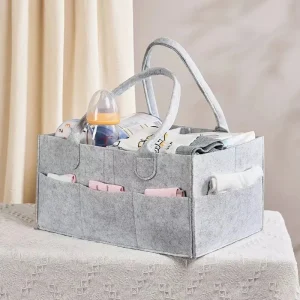 Organisateur bébé en feutre multifonctionnel sac de rangement pour essentiels nouveauné portable écolo style moderne gris clair Organisateur bébé en feutre multifonctionnel sac de rangement pour essentiels nouveauné portable écolo style moderne gris clair