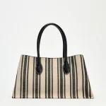 Sac fourretout rayures grande capacité faux cuir mode quotidien conception moderne élégant pratique