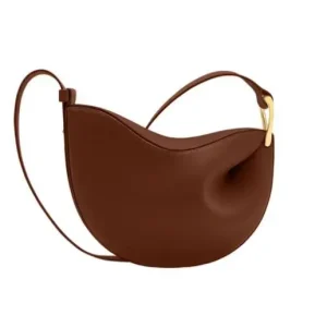 Sac fourretout en cuir souple design minimaliste en forme de pois sac portable à bandoulière usage quotidien style élégant couleur cognac Sac fourretout en cuir souple design minimaliste en forme de pois sac portable à bandoulière usage quotidien style élégant couleur cognac