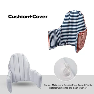 Coussin de siège gonflable pour bébé housse rayée confortable et portable idéal pour chaise haute ou extérieur