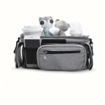 Sac à langer multicompartiments poussette rangement voyage bébé poche filet téléphone Oxford Cloth durable style moderne gris