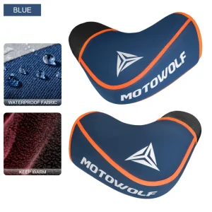 Housse siège moto MOTOWOLF imperméable confortable style sportif protection contre la pluie maintien au chaud facile à installer couleur bleue avec accents orange