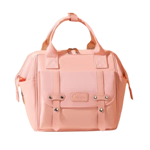 Sac à dos multifonctionnel pour maman grande capacité antiéclaboussures sac à couches pour bébé matériau durable design de maternité  Pink