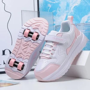 Chaussures de roller enfants mode sport cuir synthétique rose