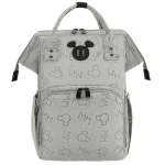 Sac à couches Mickey Mouse dos adulte gris maternité grandes poches éveil bébé pratique durable Disney équipement bébé sacs à dos