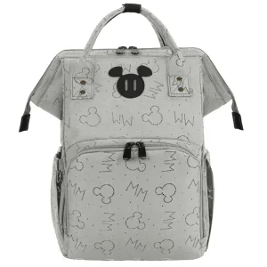 Sac à couches Mickey Mouse dos adulte gris maternité grandes poches éveil bébé pratique durable Disney équipement bébé sacs à dos