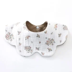 Bavoir bébé en coton floral doux à col rond 360° 6 couches nouveauné style mignon beige intérieur bouton ajustable lavable en machine Bavoir bébé en coton floral doux à col rond 360° 6 couches nouveauné style mignon beige intérieur bouton ajustable lavable en machine