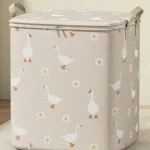 Panier de rangement pour bébé motif canard et fleur tissu durable idéal pour chambre salon et jouets design moderne et épuré