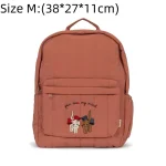 Sac à dos enfant unisexe moderne style préppy poche brodée animaux rose pâle
