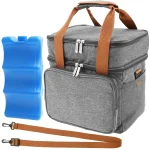 Sac à dos isotherme double couche pour stockage du lait maternel biberons et aliments frais sac à glace étanche maman gris élégant