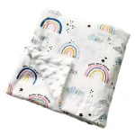 Couverture bébé douce réconfortante cartoon design arcenciel étoiles nouveauné poussette literie cadeau naissance tissu soft texture peluche bébé confort