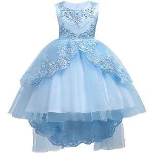 Robe princesse été fille robe tulle bouffant train robe anniversaire élégante sans manches parfaite pour fêtes enfants