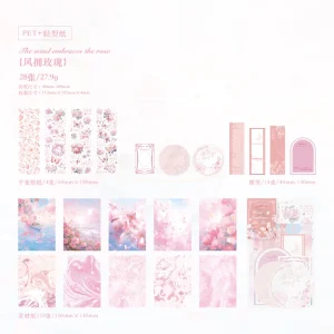 Papier décoratif vintage scrapbooking journal intime collage mémo 28 feuilles autocollants motifs floraux marbrures romantique féminin créations artisanales qualité premium