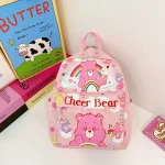 Sac à dos enfants style cartoon Care Bears licorne arcenciel rose vif maternelle école sortie ajustables bretelles poche frontale