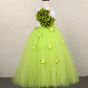 Robe de princesse fille floral tulle vert fleurs jaunes 713 ans fête anniversaire mariage événement occasion spéciale Robe de princesse fille floral tulle vert fleurs jaunes 713 ans fête anniversaire mariage événement occasion spéciale