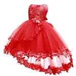 Vêtements pour nouveau-nés, robes de princesse de noël pour bébés filles, robe d&rsquo;anniversaire pour nourrissons, robe de soirée de baptême, de mariage, 0-24M – Red