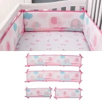 Ensemble 4 pièces Parechocs lit bébé Design animé Élément Élphants Rose Doux Protection Crib Cribsafety Litière Bébé Accessoires 13 Ans