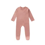 Pyjama bébé velours doux rose pastel ensemble unisexé nuits confortables matériau doux élastique pressions