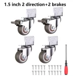 Roulettes meubles en caoutchouc souple 4 pièces pivotantes avec frein pour chariot bébé lit berceau accessoire ménager 1.5 inch