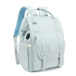 Sac à dos bébé maman grande capacité étanche sac de maternité poussette voyage style moderne bleu pastel confortable idéal portage minimaliste design épuré