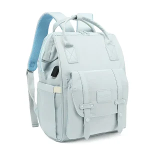 Sac à dos bébé maman grande capacité étanche sac de maternité poussette voyage style moderne bleu pastel confortable idéal portage minimaliste design épuré