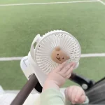 Ventilateur portable pour bébé en poussette berceau bureau été silencieux rechargeable portable style ours lapin design mignon