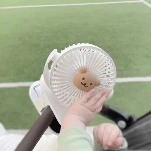 Ventilateur portable pour bébé en poussette berceau bureau été silencieux rechargeable portable style ours lapin design mignon