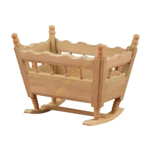 Berceau miniature pour poupée échelle 1/12 en bois naturel décoration maison poupée durable et sécuritaire idéal pour enfants 3 ans et plus