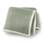 Couverture tricotée bébé plaid doux 90x70cm pompons bordure literie nouveauné usage intérieur/extérieur mode moderne 100% acrylique 安全 douceur bébé fille/boy