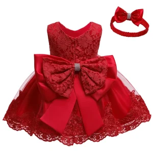 Robe bébé fille baptême dentelle satin tulle princesse 324 mois fêtes anniversaire 1 an naissance look élégant romantique