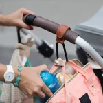 Crochet poussette cuir PU 2 pièces organizateur chariot rotatif 360° accessoires bébé sécurisés design moderne