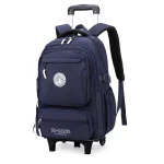 Sac à dos école enfant sac à roulettes pour garçons sac d&rsquo;école à roulettes sac à dos étudiants sac de livres ZIRANU bleu marine