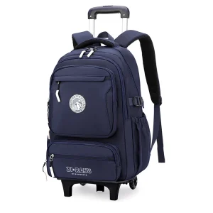 Sac à dos école enfant sac à roulettes pour garçons sac d&rsquo;école à roulettes sac à dos étudiants sac de livres ZIRANU bleu marine