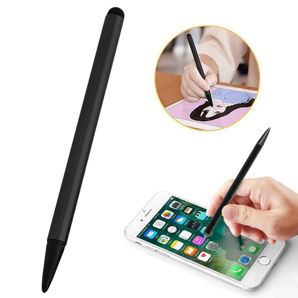 Stylo universel écran tactile portable plastique métal design minimaliste rétractable noir sans marque
