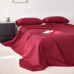 Drap de lit en polyester doux et confortable pour bébé nouveauné lit de bébé linge de lit élégant coloris bordeaux épuré sans motif 2024