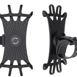 Support téléphone universel poussette rotatif 360° silicone antidérapant portable bébé GPS smartphone universel noir