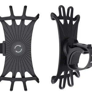 Support téléphone universel poussette rotatif 360° silicone antidérapant portable bébé GPS smartphone universel noir