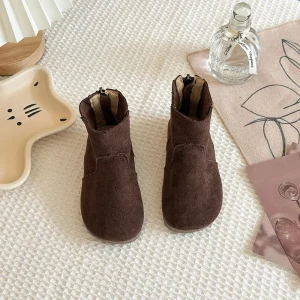 Bottes Oxford bébé garçons filles automne hiver 2025 cuir daim chaussures décontractées antidérapant enfants en peluche