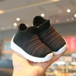 Chaussures à enfiler pour bébés baskets antidérapantes à carreaux souples et respirantes pour garçons et filles nouvelle collection automne  Black