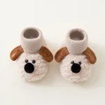 Chaussons bébé garçon fille molleton doux design animal antidérapant hiver beige marron